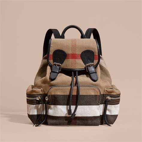 the medium rucksack in canvas check and leather burberry|The Medium Rucksack In Canvas Check And Leather In Black.